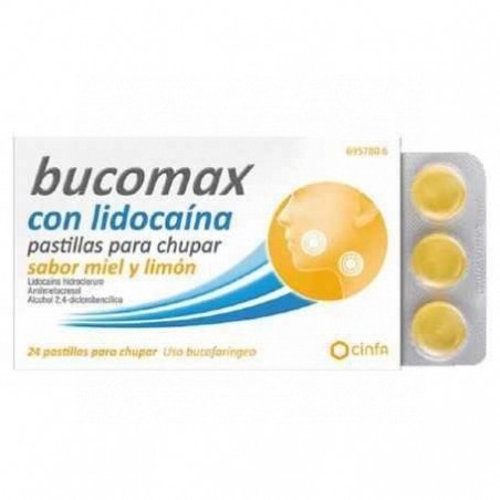 Bucomax Lidocaina Sabor Miel y Limón 24 Pastillas para Chupar