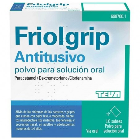 FRIOLGRIP ANTITUSIVO POLVO PARA SOLUCION ORAL , 10 sobres